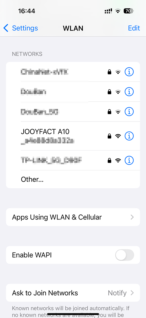 JOOYFACT A10 WIFI SSID
